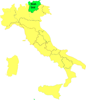 Lage Südtirols in Italien